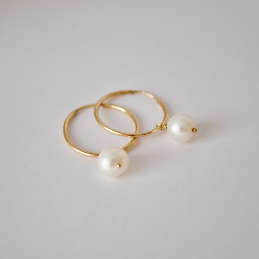 Pearl Drop Hoop Earrings